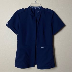 FIGS Lira Epaulet Camp Scrub Top XS - Navy